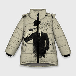 Куртка зимняя для девочки Музыкальный самоубийца, цвет: 3D-светло-серый