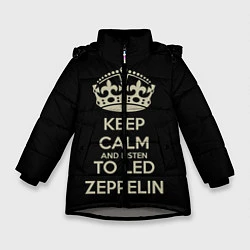 Куртка зимняя для девочки Keep Calm & Led Zeppelin, цвет: 3D-светло-серый