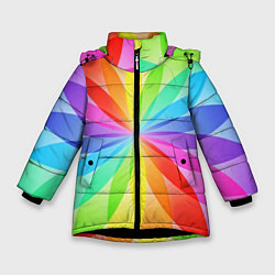 Куртка зимняя для девочки Радуга, цвет: 3D-черный