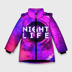 Куртка зимняя для девочки Night life, цвет: 3D-черный