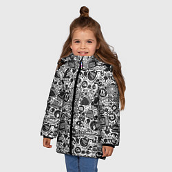 Куртка зимняя для девочки Стикербомбинг, цвет: 3D-красный — фото 2