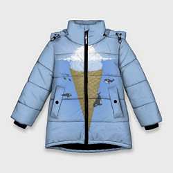 Куртка зимняя для девочки Мороженое, цвет: 3D-черный