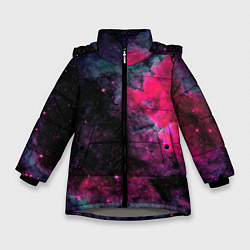 Куртка зимняя для девочки Загадочный космос, цвет: 3D-светло-серый