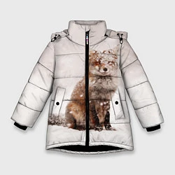 Куртка зимняя для девочки Снежная лисица, цвет: 3D-черный