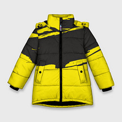 Куртка зимняя для девочки Чёрно-жёлтый, цвет: 3D-черный