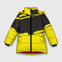 Куртка зимняя для девочки Чёрно-жёлтый, цвет: 3D-красный