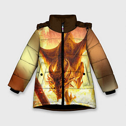 Куртка зимняя для девочки Дракон, цвет: 3D-черный