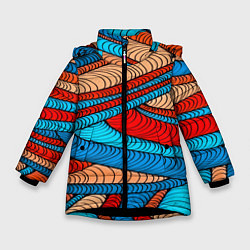 Куртка зимняя для девочки Яркие полосы, цвет: 3D-черный