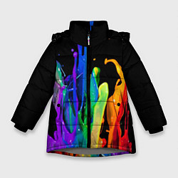 Куртка зимняя для девочки Всплеск красок, цвет: 3D-светло-серый