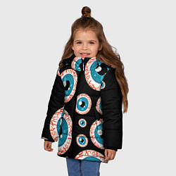 Куртка зимняя для девочки Глаза, цвет: 3D-светло-серый — фото 2