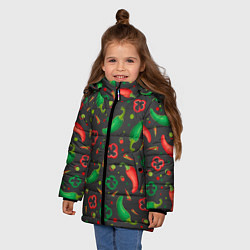 Куртка зимняя для девочки Перчики, цвет: 3D-черный — фото 2