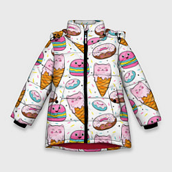 Куртка зимняя для девочки Сладкие котики, цвет: 3D-красный