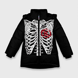 Куртка зимняя для девочки Кукрыниксы: Скелет, цвет: 3D-черный