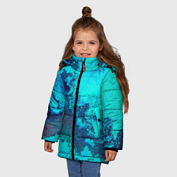 Куртка зимняя для девочки Лазурные текстуры, цвет: 3D-черный — фото 2