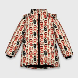 Куртка зимняя для девочки Матрешки и эмо, цвет: 3D-черный