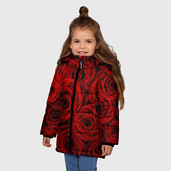 Куртка зимняя для девочки Красные розы, цвет: 3D-светло-серый — фото 2