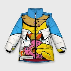 Куртка зимняя для девочки Homer with donut, цвет: 3D-красный