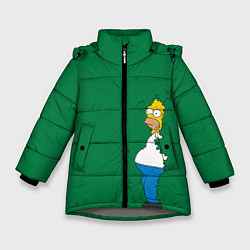 Куртка зимняя для девочки Гомер в кустах, цвет: 3D-светло-серый