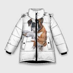 Куртка зимняя для девочки Боксер, цвет: 3D-черный