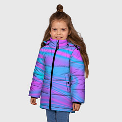 Куртка зимняя для девочки Глянцевые линии, цвет: 3D-черный — фото 2