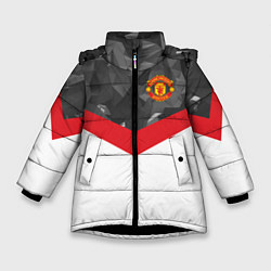 Куртка зимняя для девочки Man United FC: Grey Polygons, цвет: 3D-черный