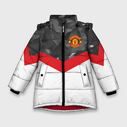 Куртка зимняя для девочки Man United FC: Grey Polygons, цвет: 3D-красный