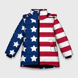 Куртка зимняя для девочки USA Flag, цвет: 3D-черный