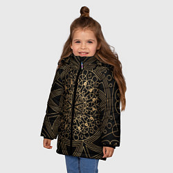 Куртка зимняя для девочки Золотая мандала, цвет: 3D-черный — фото 2
