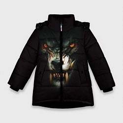 Куртка зимняя для девочки Оскал волка, цвет: 3D-черный