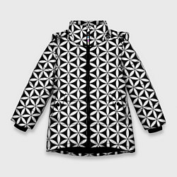 Куртка зимняя для девочки Цветок Жизни, цвет: 3D-черный