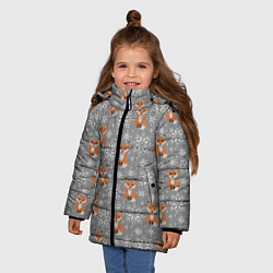 Куртка зимняя для девочки Зимние лисицы, цвет: 3D-черный — фото 2
