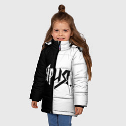 Куртка зимняя для девочки Ария Ч/Б, цвет: 3D-черный — фото 2