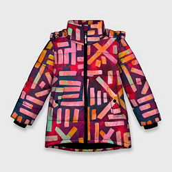 Куртка зимняя для девочки Geometry Etnic, цвет: 3D-черный