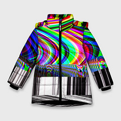 Куртка зимняя для девочки TV Glitch, цвет: 3D-черный
