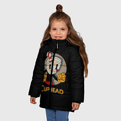 Куртка зимняя для девочки Cuphead: Mugman, цвет: 3D-светло-серый — фото 2