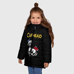 Куртка зимняя для девочки Cuphead: Mugman Faces, цвет: 3D-черный — фото 2