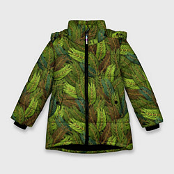 Куртка зимняя для девочки Ветви ели, цвет: 3D-черный