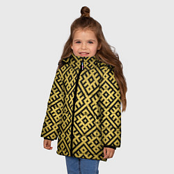 Куртка зимняя для девочки Обережная вышивка, цвет: 3D-черный — фото 2