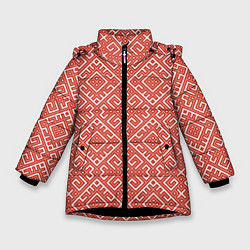Куртка зимняя для девочки Обережная вышивка, цвет: 3D-черный