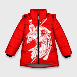 Куртка зимняя для девочки Спартанский гладиатор, цвет: 3D-светло-серый