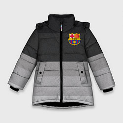 Куртка зимняя для девочки ФК Барселона: Серый стиль, цвет: 3D-черный