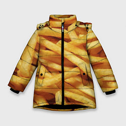 Куртка зимняя для девочки Картофель фри, цвет: 3D-черный