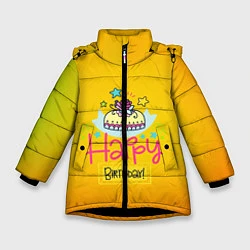 Куртка зимняя для девочки Happy Birthday, цвет: 3D-черный