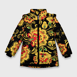 Зимняя куртка для девочки Желтая хохлома