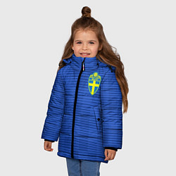 Куртка зимняя для девочки Сборная Швеции: Гостевая ЧМ-2018, цвет: 3D-черный — фото 2