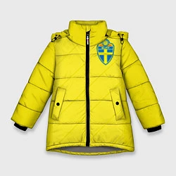 Куртка зимняя для девочки Сборная Швеции: Домашняя ЧМ-2018, цвет: 3D-светло-серый