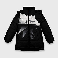 Куртка зимняя для девочки Волк Ведьмака, цвет: 3D-черный
