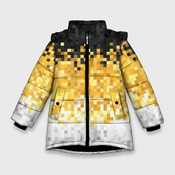 Куртка зимняя для девочки Имперский флаг пикселами, цвет: 3D-черный