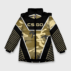 Куртка зимняя для девочки CS:GO Khaki Camo, цвет: 3D-черный