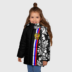 Куртка зимняя для девочки Россия: цветочная коллекция, цвет: 3D-черный — фото 2